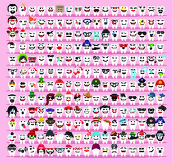 Set Cute Tooth Emoji Emoticons