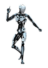 3D Rendering Male Robot on White
