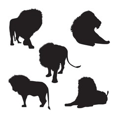 set of lion silhouette