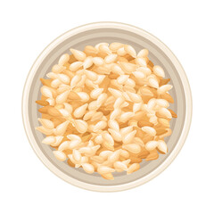 Dry Seeds of Cereals or Grain Crops Poured in Bowl Vector Illustration