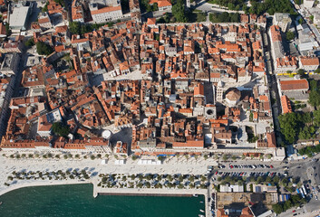 Aerial view on Diocletian's palace, historic center of Split, Croatia