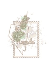 nevada map with flower