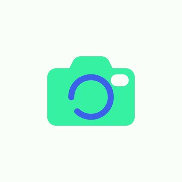 Camera icon vector, filled flat sign, Photo camera bicolor pictogram, green and blue colors. Symbol, logo illustration