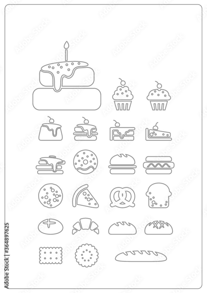 Sticker assorted bakery icons