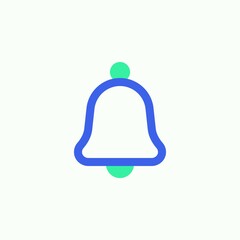 Alarm bell icon vector, filled flat sign, Notification bell bicolor pictogram, green and blue colors. Symbol, logo illustration