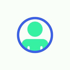 User contact icon vector, filled flat sign, Contact profile bicolor pictogram, green and blue colors. Symbol, logo illustration