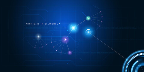 HUD technology vector abstract background. Artificial intelligence, big data