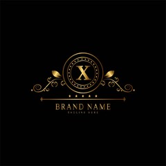 X premium luxury gold monogram logo. X letter logo. X monogram luxury gold logo.