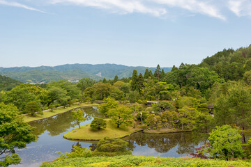 Obraz premium Upper Garden at Shugakuin Imperial Villa (Shugakuin Rikyu) in Kyoto, Japan. It was originally constructed by the retired Emperor Go-Mizunoo, construction completed in 1659.