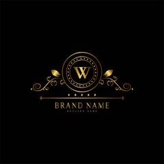 W premium luxury gold monogram logo. W letter logo. W monogram luxury gold logo.