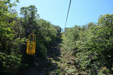 Cable car on the mountains of Monte Capanne, Elba, Italy