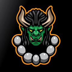 MONSTER HORN WITH BIG TEETH MASCOT LOGO