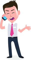 Salesman manager employee worker businessman talking over phone smartphone
