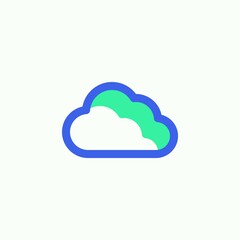 Cloud storage icon vector, filled flat sign, Cloud computing bicolor pictogram, green and blue colors. Symbol, logo illustration