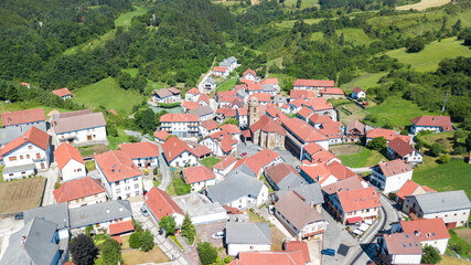 aerial view of otsagabia rural town, Spain