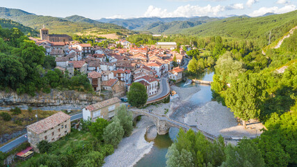 Fototapeta na wymiar aerial view of otsagabia rural town, Spain