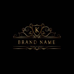 K premium luxury gold monogram logo. K letter logo. K monogram luxury gold logo.