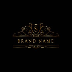 S premium luxury gold monogram logo. S letter logo. S monogram luxury gold logo.