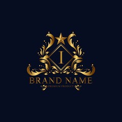 I premium luxury gold monogram logo. I letter logo. I monogram luxury gold logo.