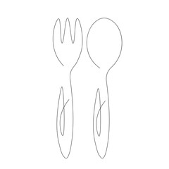 Fork and spoon one line drawing. Vector illustration