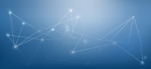 Modern technology and data connecting concept with dots and mesh on gradient background. Vector illustration