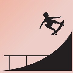 Fototapeta na wymiar silhouette of boy on skateboard