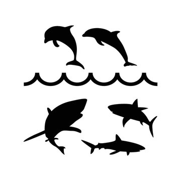 set of fish silhouettes