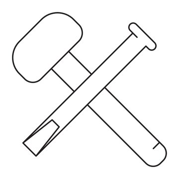 crossed hammer and chisel outline clip art preview