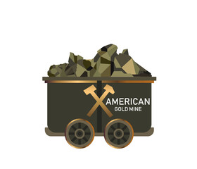 Pile of charcoal,Coal Mine Wagon with Coal text