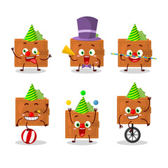Cartoon character of wallet with various circus shows