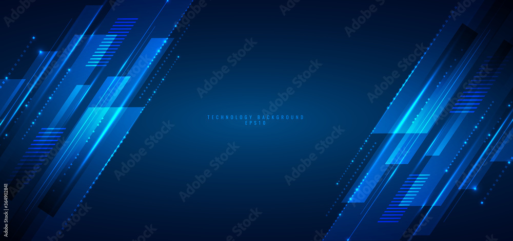 Poster abstract banner web design template blue geometric lines overlapping layer movement on dark backgrou