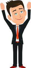 Vector illustration of a businessman manager ceo employee worker salesman standing with hands up

