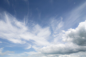 White cloudy blue sky background : Fresh environment  concept