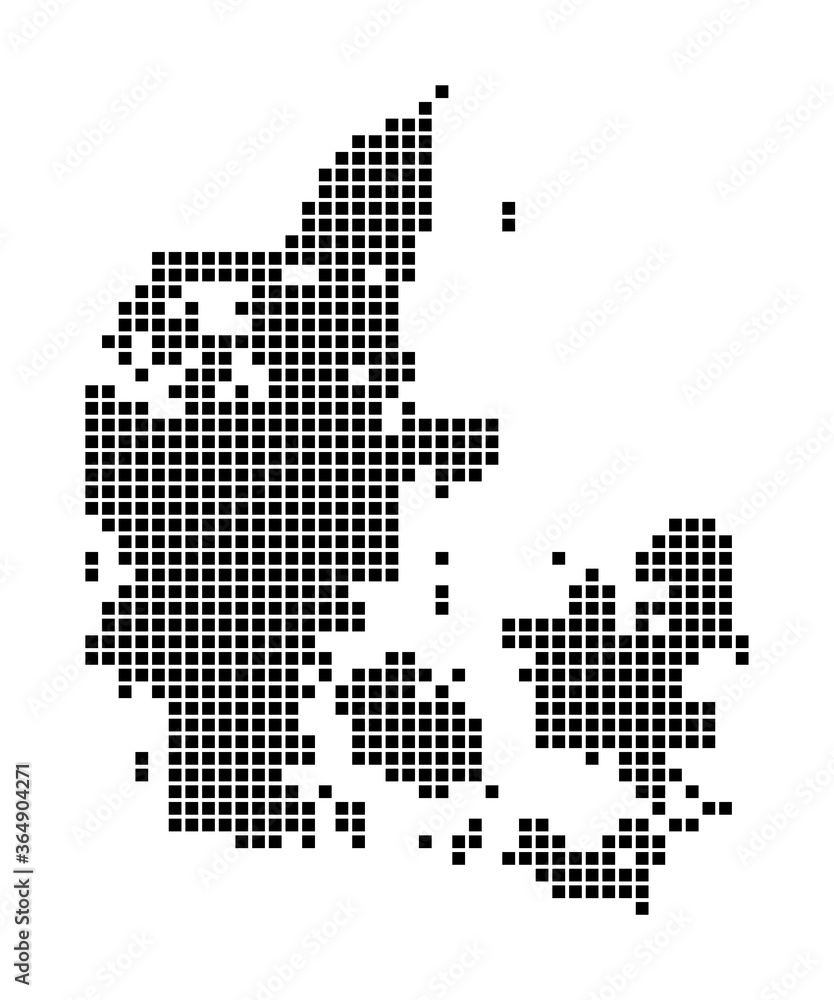 Poster denmark map. map of denmark in dotted style. borders of the country filled with rectangles for your 