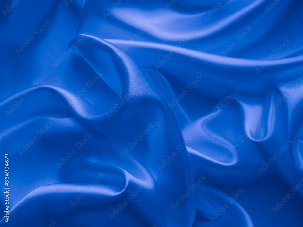 Wall mural beautiful elegant wavy classic blue satin silk luxury cloth fabric texture, abstract background desi