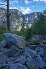 hiking the four mile trail in the yosemite national park in california, usa