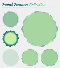 Colorful round banner. Circular backgrounds in emerald colors. Creative vector illustration.