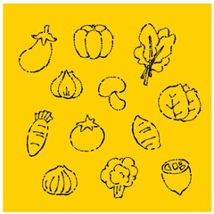 手描き　シンプルで可愛い野菜のイラスト素材