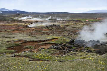 Vulkanische Landschaft - Das Lavafeld mit geothermischer Aktivität  von Hveravellir - Island