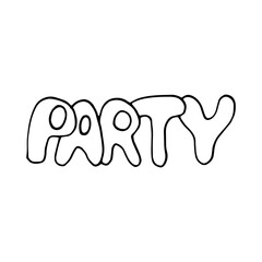 lettering party hand drawn in doodle style. vector, scandinavian, monochrome. single element for design, sticker, card, poster, invitation, word decor