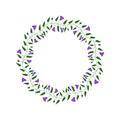 Flower frame. Flowers and leaves of the field bindweed. Vector illustration