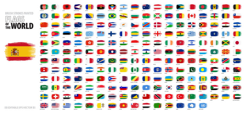 Brush Strokes Painted Flags of the World