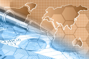 Obraz premium Mail signs, graph and map