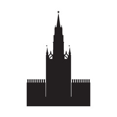 Moscow Kremlin Tower. Black vector icon isolated on white background.