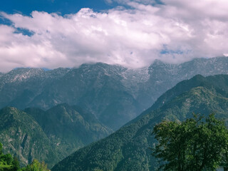 mountain landscape with clouds in himachal pradesh