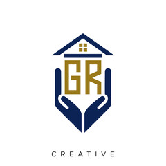gr logo design vector for real estate - obrazy, fototapety, plakaty