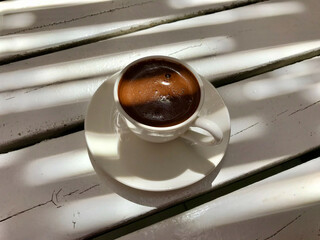 Turkish coffee on White Wooden Table.