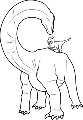 Baby T rex riding on brachiosaurus dinosaur long neck having fun education learning © Cartoon-Designer