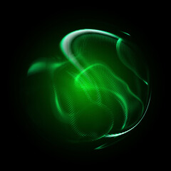 Green glowing orb isolated over black background