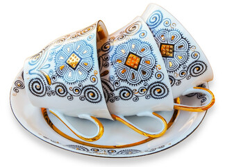 Chinese porcelain Cup and saucer on isolated background